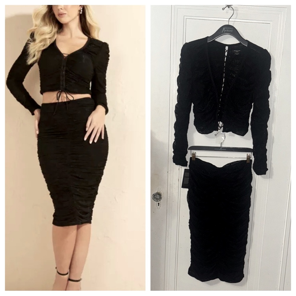 Caught On Lace Crop Top and Skirt Set